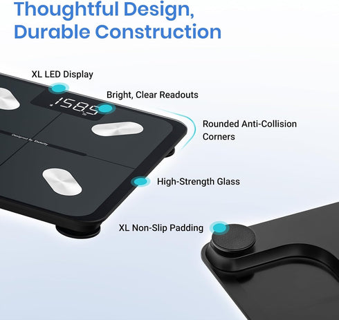 Etekcity Smart Scale for Body Weight, Digital Bathroom Weighing Scale with BMI, Body Fat, Muscle Mass