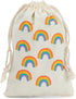 12-Pack Rainbow Party Favor Bags, Mini Canvas Drawstring Treat Pouches, Kids Birthdays, Unicorn Celebrations