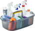 Large Cleaning Caddy with Handle, Sturdy Bucket Organizer for Cleaning Supplies, Clear Grey