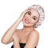 Stain Bonnet Silky Sleep Cap, Adjustable Satin Hair Bonnet for Night Sleeping, Champagne/Grey