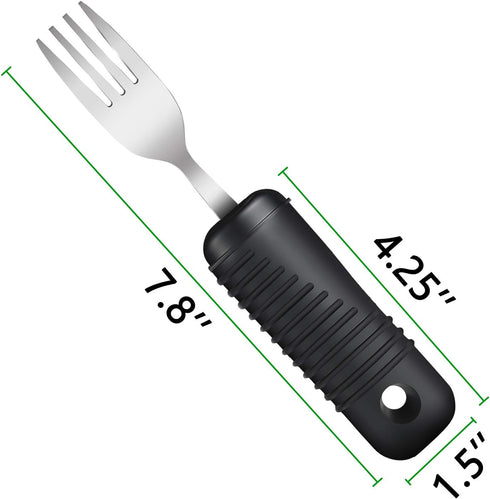 YPC Adaptive Utensils, Easy Grip Silverware, Built-Up Fork, Spoon, Rocker Knife for Adults with Arthritis, 3 Piece Set