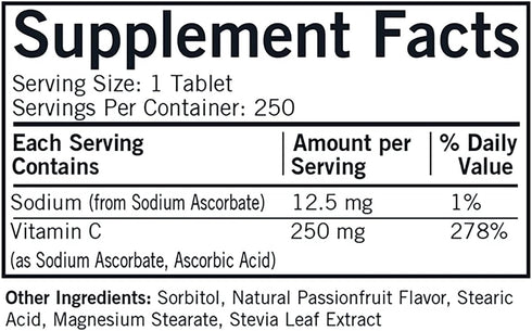 Kirkman Labs Vitamin C 250 mg Chewable Tablets with Stevia - 250 Count