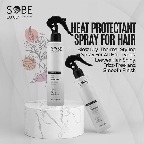 SOBE LUXE - Heat Protectant Spray For Hair, 8 Oz - Blow Dry, Thermal Styling Spray For All Hair Types, Leaves Hair Shiny, Frizz-Free and Smooth Finish