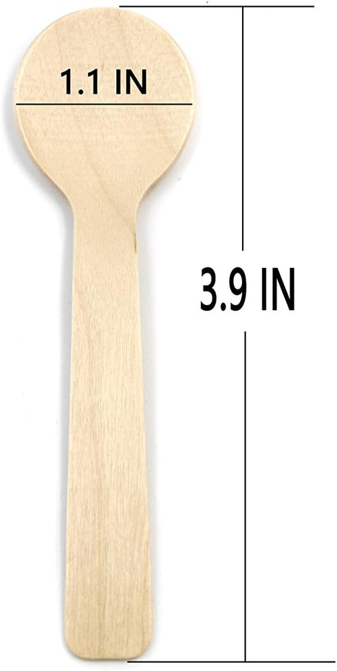 3.9 Inches Mini Wooden Ice Cream Dessert Spoons, Disposable Cutlery, Pack of 100