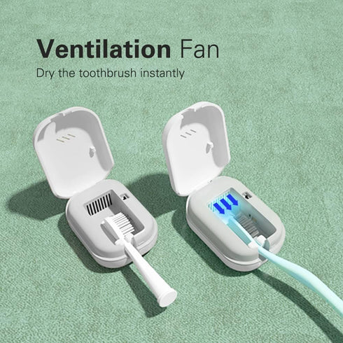 TS22 Portable Heat Drying Toothbrush Case, Built-in Fan, Rechargeable container, Perfect for Traveling & Home