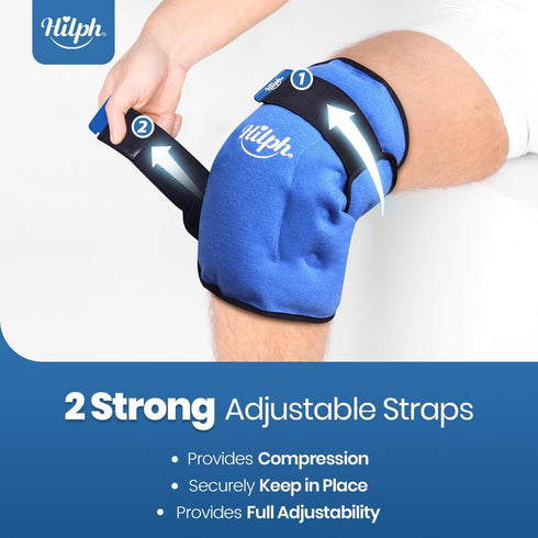 Hilph Knee Ice Pack Wrap, Reusable Gel Ice Wrap for Knee Pain Relief, Hot Cold Compress Therapy for Arthritis, ACL