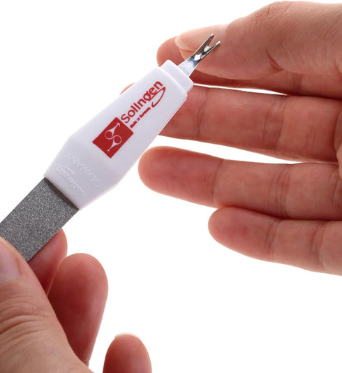 Professional Nail File - Stainless Steel Cuticle Trimmer, 2 in 1 Tool for Hand & Foot Care, Sapphire Files & Cutter