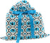 VZWraps Elephants Reusable Fabric Gift Bag - Medium 17" Wide by 18.5" High, Turquoise Blue