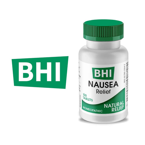 BHI Nausea Natural Relief, 100 Tablets - Homeopathic Remedy for Nausea, Vomiting, Bloating & Indigestion