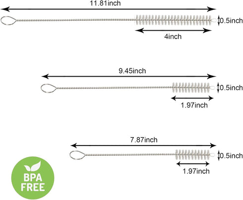 Straw Cleaner Brush Set, 6-Piece (3-Size) Extra Long Drinking Straw Cleaning Brush for Stanley Tumbler, Sippy Cup, Water Bottle, Glass Silicone Metal Straws and Tubes by Ajedrmy