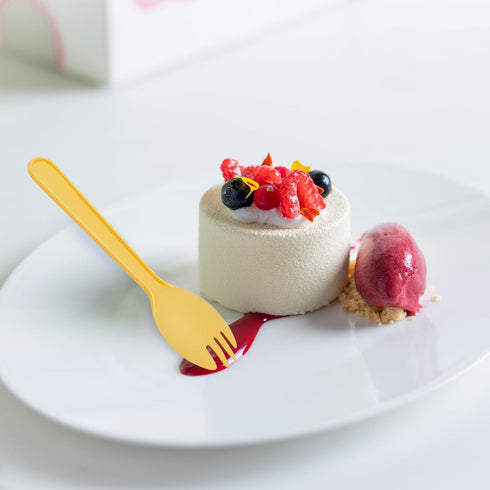100 Pcs Mini Disposable Plastic Cake Fork, Fork and Spoon Two In One Tableware for Cakes, Desserts, Ice Cream