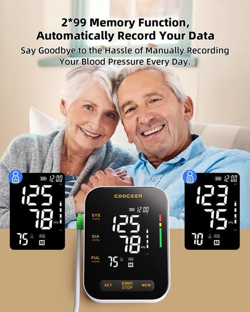 Automatic Blood Pressure Monitor: X8 Digital Machine for Home Use with Adjustable BP Cuff (8.7-16.5") and Large Backlit