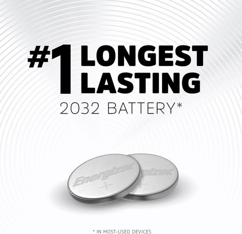 Energizer CR2032 Batteries, 3V Lithium Coin Cell 2032 Watch Battery, 4 Count