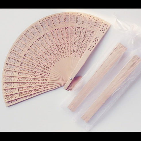 50PCS Drawstring Organza Folding Hand Fan Pouch Party Wedding Favor Bags (White)