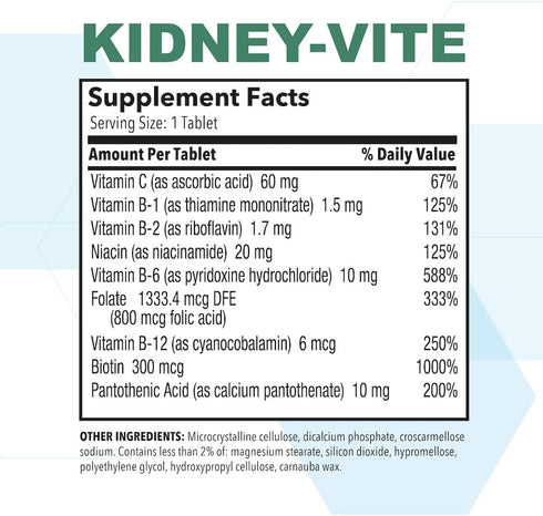 Puregen Labs Kidney-Vite | Premier Kidney, Renal Support | Non-GMO, Gluten-Free, No Artificial Color Additives - 100 Vegetarian Tablets