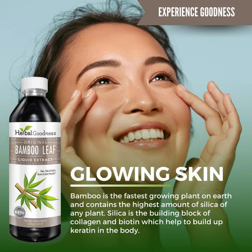 Herbal Papaya Bamboo Silica Supplements, Organic Extract 12oz for Hair, Skin, Nails, Bone Support