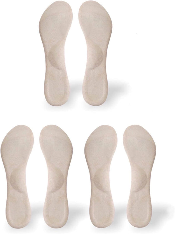 CB 3-Pairs Arch Support Insoles, Silicone Gel Invisible Slim Inserts for Arch Pain Relief, 3/4 Length for Women Shoes