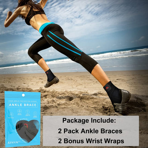 2PCS Adjustable Compression Ankle Brace for Men & Women, Breathable Support for Protection