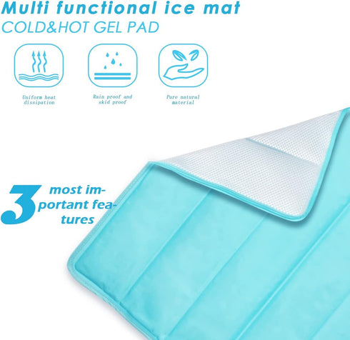 Gel Cooling Mat, Ice Cooling Cold Mat for Pain Relief, Hot Cold Therapy Pack for Back, Shoulder, Knee, Belly (Green
