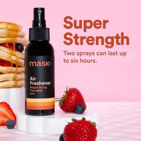 Mask Air Freshener Spray, Bathroom Deodorizer, Travel Size - Long Lasting Odor Eliminator, Maple Syrup Pancakes