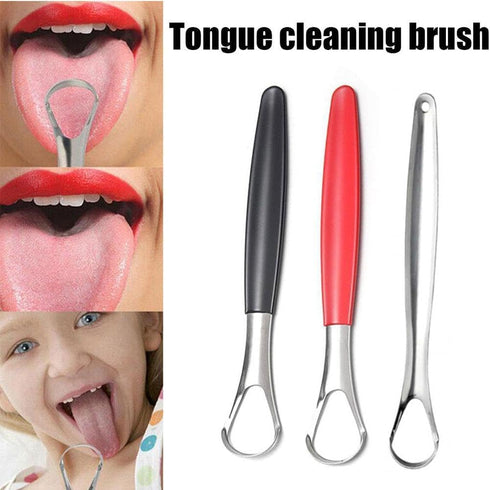 1Pc Silver Tongue Scraper, Metal Cleaner for Bad Breath, Stainless Steel Professional Tongue Cleaner for Oral Care
