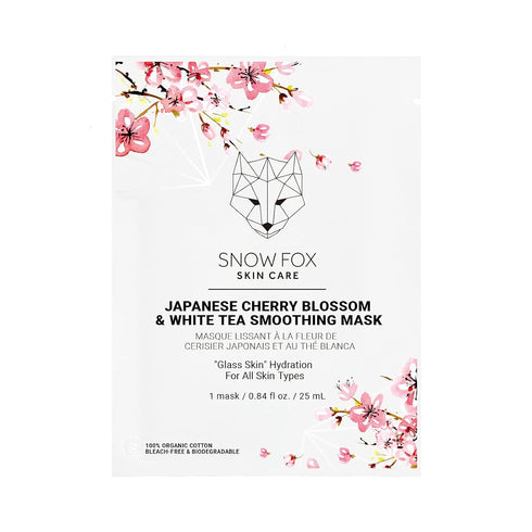 Snow Fox Japanese Cherry Blossom & White Tea Smoothing Mask, 1 Pack for Smooth, Bright Skin Texture