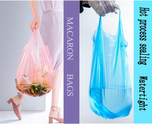 4 Gallon Thicken Value Small Colorful Trash Bags with Handle, 200 Counts for Bathroom, Bedroom, Office