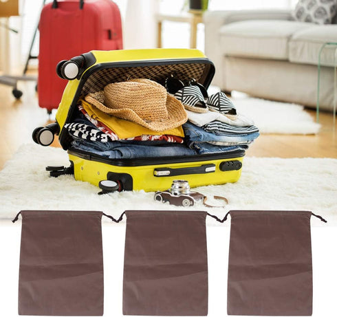 Drawstring Travel Bag, Waterproof Storage Bags for Shoes Clothes, Dustproof Storage Bags (Brown)