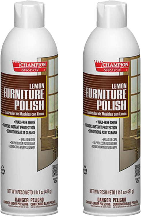 Champions Sprayon Aerosol Wood & Floor Care | Furniture Polish | 17 oz, 2 Count