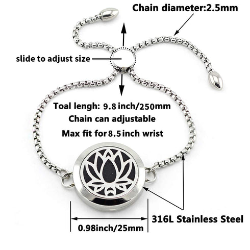 Popeoiuh 8 Essential Oil Diffuser Bracelets for Women Aromatherapy Lotus Locket Bracelet Adjustable Jewelry with Color