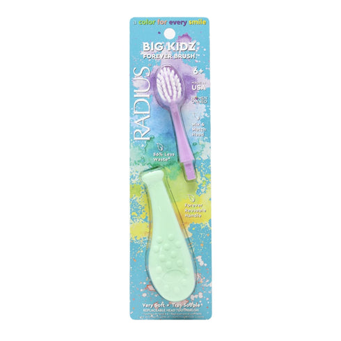RADIUS Big Kidz Forever Brush with Replaceable Head Toothbrush for Children 6 Years and Up, BPA Free, Extra Soft