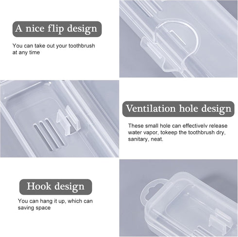 Toothbrush Travel Case 2 Pack, Clear Plastic Holder for Toothbrush & Toothpaste, Portable Size 7.87 x 1.85 x 1.18”