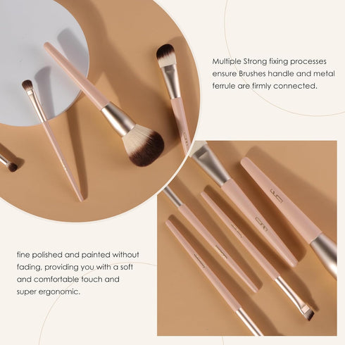 Professional Face Makeup & Foundation Brush Set, 5Pcs Premium Base Brush Kit for Face