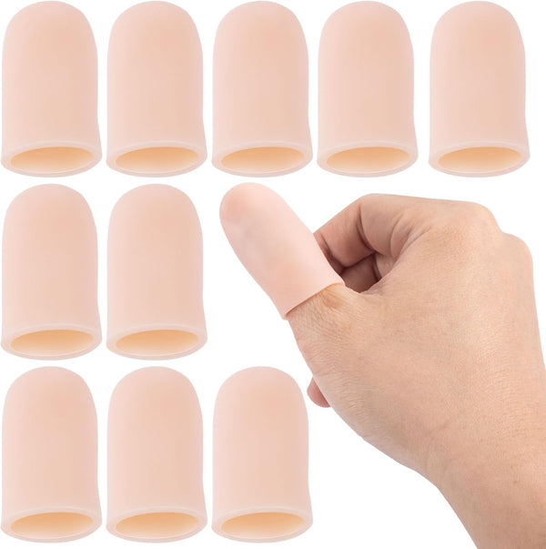 ANCIRS 10pcs Gel Finger Support Protector Caps, Silicone Fingertips for Cracking, Eczema, Trigger Finger Relief