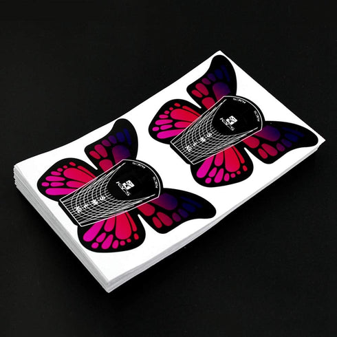 KADS 100pcs Big Size Butterfly-shape Self Adhesive Gel Nail Extension Forms for Acrylic Nails Tips