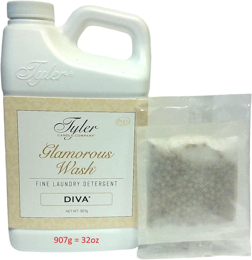 TYLER CANDLE COMPANY Wash Laundry Detergent, Diva, Liquid, 32 Fl Oz HE Safe w/Dryer Sachet