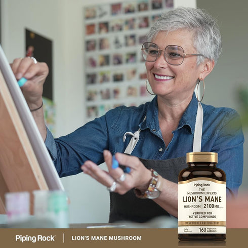 Piping Rock Lions Mane Supplement Capsules 2100mg 160 Count, Vegetarian, Non-GMO & Gluten Free Extract