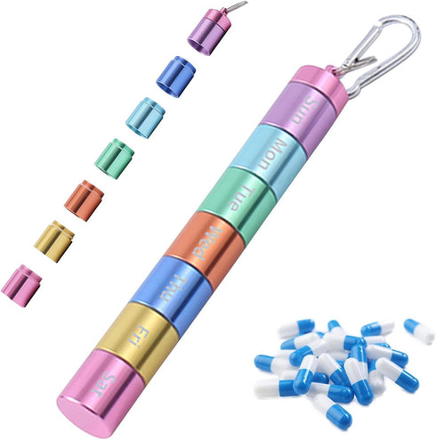 QKDS Pill Box Organiser, Portable Weekly Pill Box, 7 Day 1 Times a