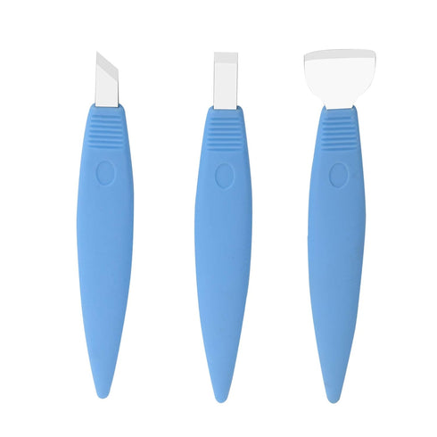Pedicure Knife Set for Feet, 3Pcs Stainless Steel Tools for Ingrown Toe Nail, Callus Remover Kit (Dark Blue Suit)