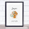 The Card Zoo New Baby Birth Details Christening Nursery Bear Initial J Keepsake Gift Print