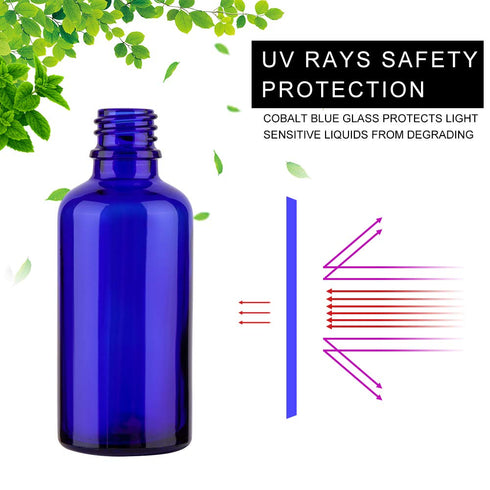 Hydior 2oz Small Fine Mist Spray Bottles for Essential Oils, Blue Glass Spray Bottle 3 Pack