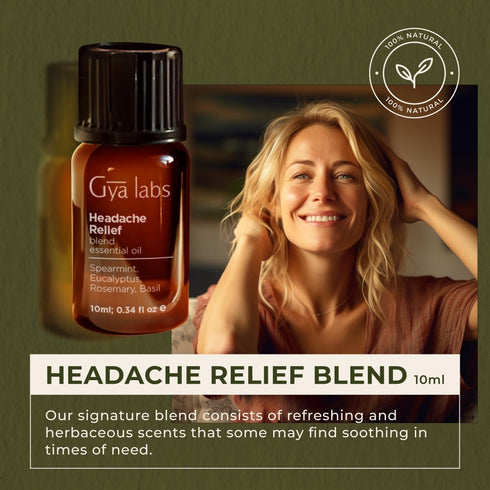 Set Set 2x0.34 oz Headache Essential Oil Blend & Brain Booster Essential Oil Blend - Aromatherapy Grade Essential Oils