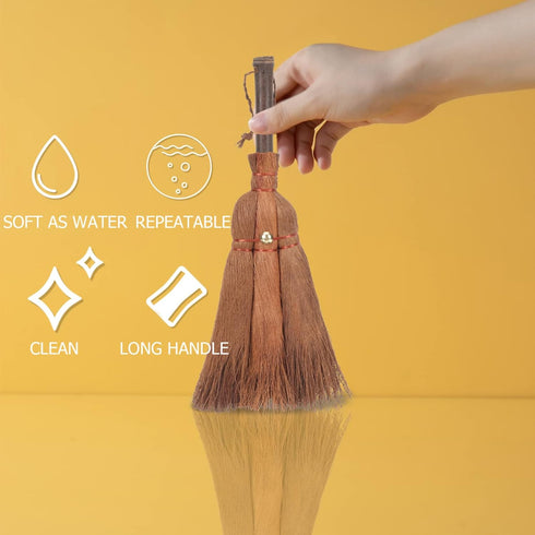 Witch Broom Mini Natural Whisk Broom, Thai Desk Cleaning Tool for Computer Keyboard & Wedding Table Decor