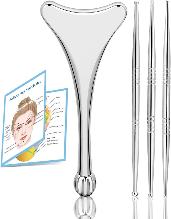 ideayard Eyes Gua Sha Tool & Facial Reflexology Tools Set, Gua Sha