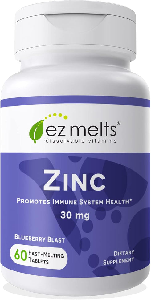 EZ Melts Dissolvable Zinc Supplement, 30 mg, Sugar-Free, 2-Month Supply