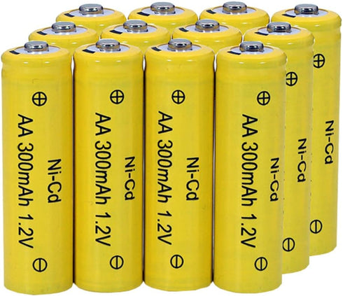 FULIN 12 Packs 1.2V AA 300mAh Ni-Cd Rechargeable Batteries for Solar Lights