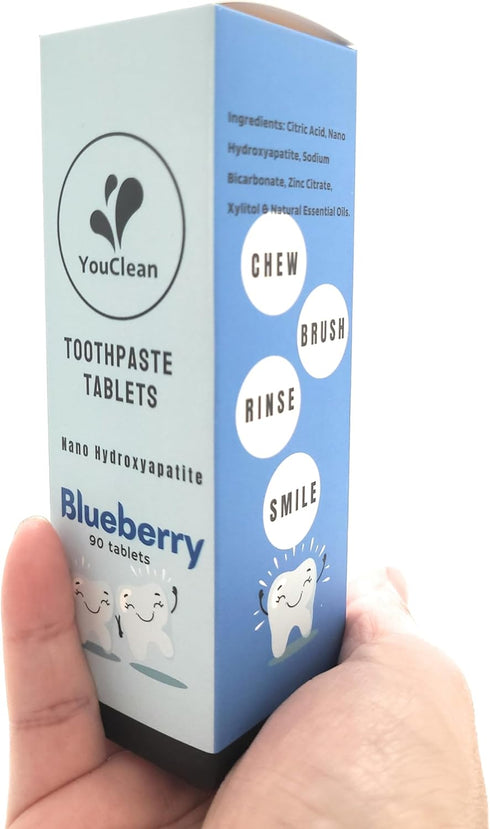 90 Toothpaste Tablets - Refill/Recycle Glass Tube for Travel and Daily Home Office Use, Nano Hydroxyapatite,