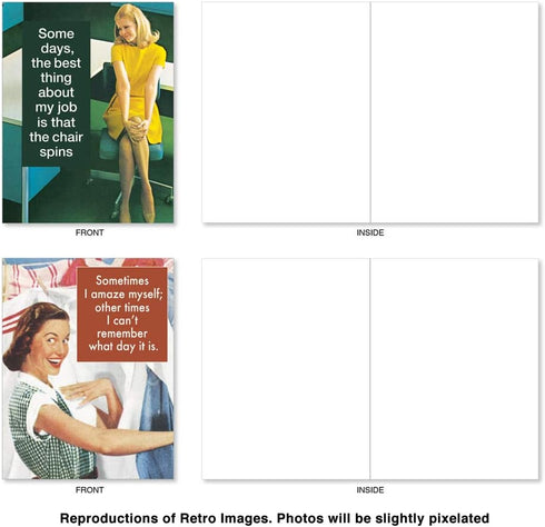 The Best Card Company 20 Note Cards Blank Assortment (4 x 5.12 Inch) with 10 Designs, 2 Each - Hot Mess