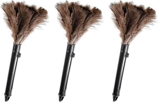 Retractable Feather Duster, Genuine Ostrich Feathers, Anti-Static, Eco-Friendly Handheld Cleaning Tool (10 to 15