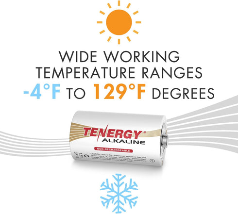 Tenergy 1.5V C Alkaline LR14 Battery, High Performance Non-Rechargeable, 12 Pack